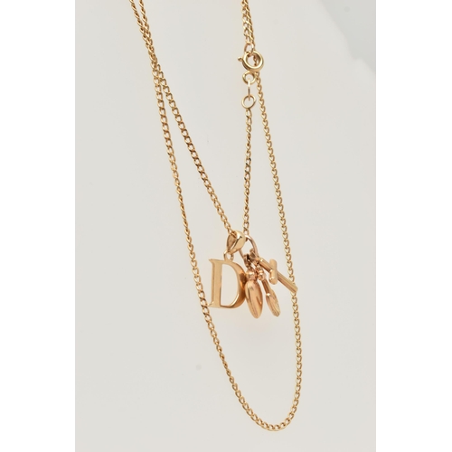 80 - A 9CT GOLD PENDANT NECKLACE, flat curb link chain with spring clasp, hallmarked 9ct Birmingham, leng... 