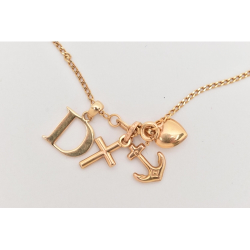 80 - A 9CT GOLD PENDANT NECKLACE, flat curb link chain with spring clasp, hallmarked 9ct Birmingham, leng... 