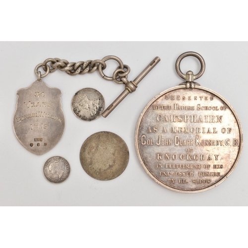 95 - MEDALLION, FOB MEDAL AND COINS, to include a large white metal medallion 'Detur Dignissimo' reads 'P... 