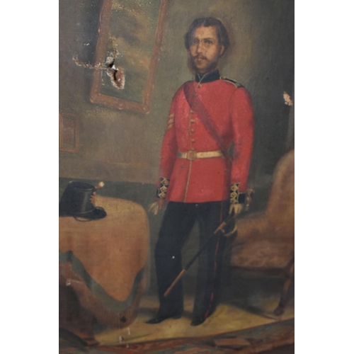 291 - MID 19TH CENTURY BRITISH SCHOOL, FULL LENGTH PORTRAIT OF A GENTLEMAN IN THE UNIFORM OF THE ROYAL MAR... 