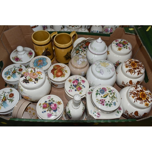 541 - SEVEN BOXES OF SADLER POTTERY, a mixture of ornamental and tea ware, including trinket boxes, ginger... 