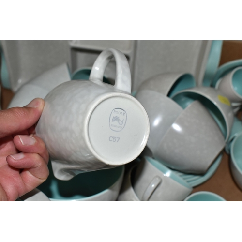 544 - TWO BOXES OF POOLE POTTERY TWINTONE DINNERWARE IN ICE GREEN AND SEAGULL, approximately ninety five p... 