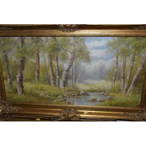 551 - A QUANTITY OF ASSORTED PICTURES AND PRINTS ETC, to include a woodland landscape oil on canvas by Pet... 