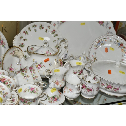 570 - A COLLECTION OF ROYAL ALBERT TEA AND DINNER ITEMS, VARIOUS PATTERNS, including six Moss Rose pattern... 