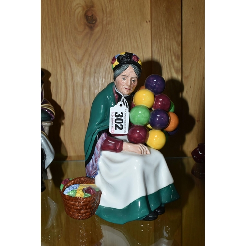 302 - FIVE ROYAL DOULTON BALLOON FIGURES, comprising The Old Balloon Seller HN1315, The Balloon Man HN1954... 