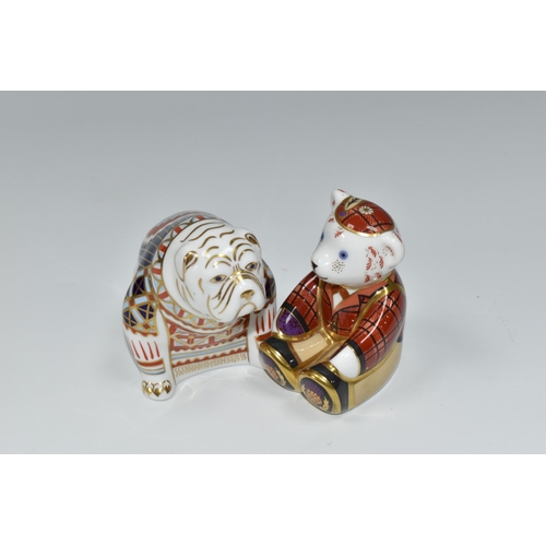 305 - FIVE ROYAL CROWN DERBY PAPERWEIGHTS, comprising a King Charles Spaniel height 10cm, gold stopper (sl... 