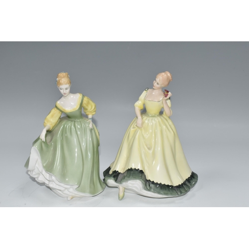 312 - FIVE ROYAL DOULTON FIGURINES, comprising Fair Lady HN2193, Lynne HN2329, Miniature Street Vendors: R... 