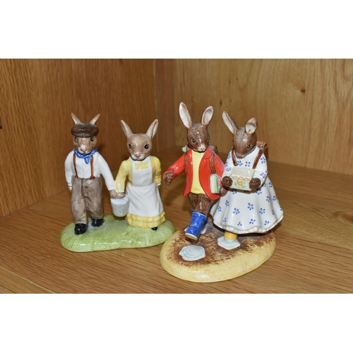 313 - THIRTEEN ROYAL DOULTON BUNNYKINS FIGURES, comprising Dollie Bunnykins DB8 (second quality, firing cr... 