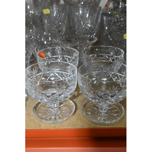 326 - A QUANTITY OF CUT CRYSTAL, comprising four Waterford Crystal 'Nocturne' pattern wine glasses, one We... 