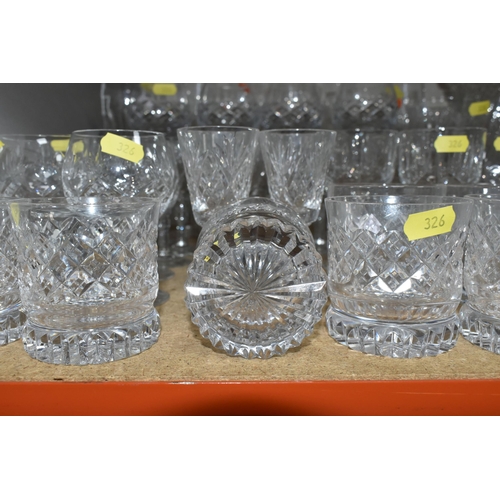 326 - A QUANTITY OF CUT CRYSTAL, comprising four Waterford Crystal 'Nocturne' pattern wine glasses, one We... 