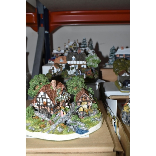 336 - A GROUP OF FOURTEEN BOXED DANBURY MINT COTTAGE SCULPTURES, comprising The Country Village Collection... 