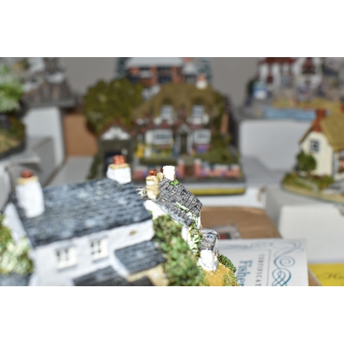 336 - A GROUP OF FOURTEEN BOXED DANBURY MINT COTTAGE SCULPTURES, comprising The Country Village Collection... 