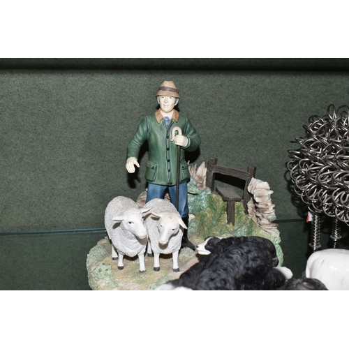 358 - A COLLECTION OF SHEEP AND SHEEPDOG THEMED ORNAMENTS, to include a Border Fine Arts Border Collie MT0... 