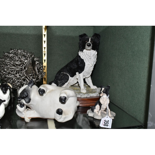 358 - A COLLECTION OF SHEEP AND SHEEPDOG THEMED ORNAMENTS, to include a Border Fine Arts Border Collie MT0... 