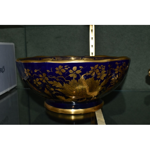 359 - A GROUP OF COBALT BLUE AND GILT MASONS IRONSTONE WARES, comprising a baluster vase with twin rope st... 