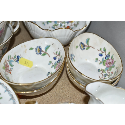 374 - A LARGE QUANTITY OF AYNSLEY 'PEMBROKE' PATTERN TEAWARE AND GIFTWARE, comprising two gravy jugs with ... 