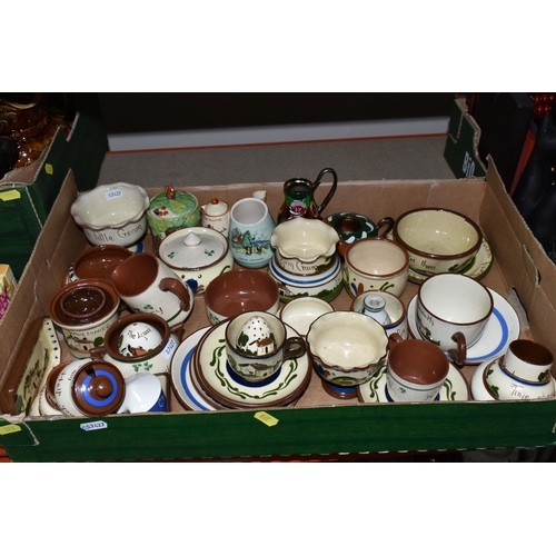 378 - THREE BOXES OF MID-CENTURY CERAMICS, to include a Szeiler money box in the form of a carriage, a Mr.... 