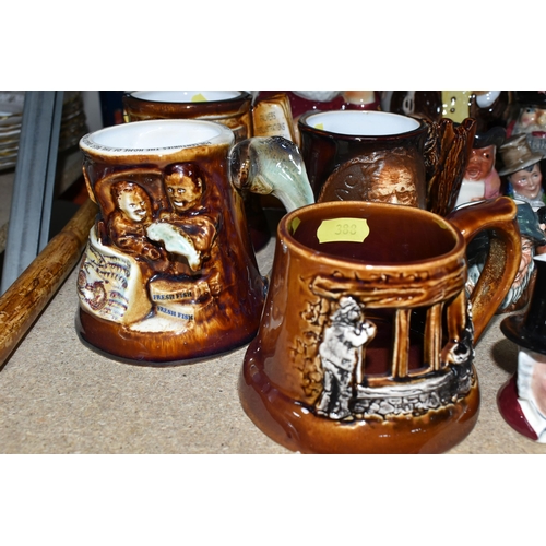 388 - A COLLECTION OF CHARACTER JUGS AND GREAT YARMOUTH POTTERY TANKARDS, comprising four Great Yarmouth P... 