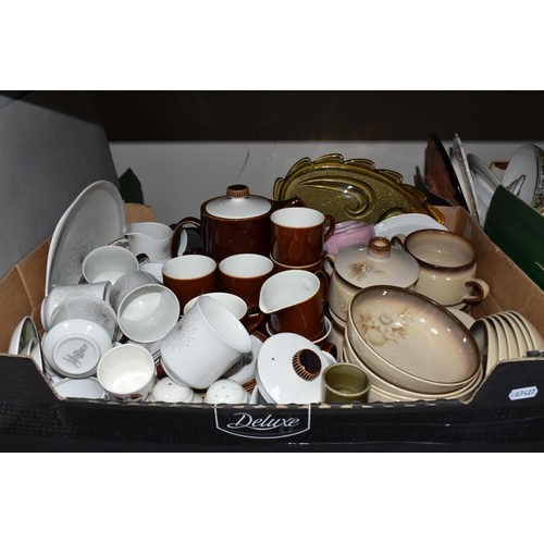 393 - FOUR BOXES OF TEAWARE, to include a set of six cups, six saucers and six tea plates in the Indian Tr... 