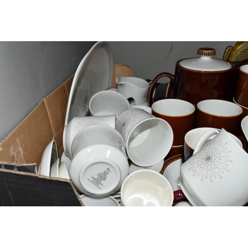 393 - FOUR BOXES OF TEAWARE, to include a set of six cups, six saucers and six tea plates in the Indian Tr... 