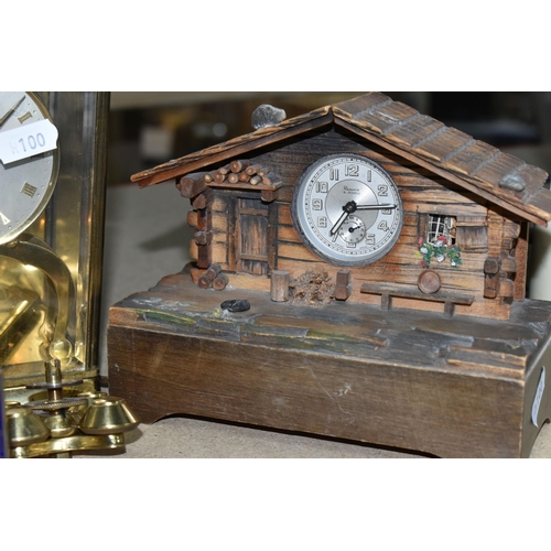 408 - A GROUP OF CLOCKS, to include three Kern and Schatz mid twentieth century anniversary clocks, a cloi... 