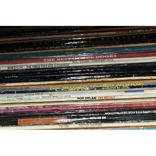 414 - A BOX AND TWO CASES OF RECORDS, LPs, twelve inch and seven inch singles, artists to include Led Zepp... 