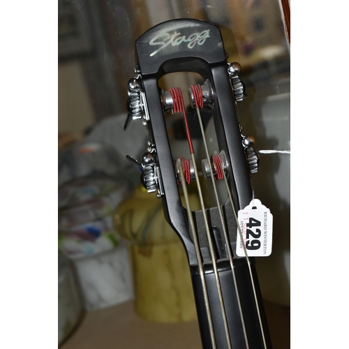 429 - A STAGG ELECTRIC DOUBLE BASS, HDB200, active circuitry, ebonised neck and spike, slimline body, tota... 