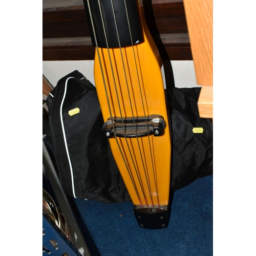 429 - A STAGG ELECTRIC DOUBLE BASS, HDB200, active circuitry, ebonised neck and spike, slimline body, tota... 