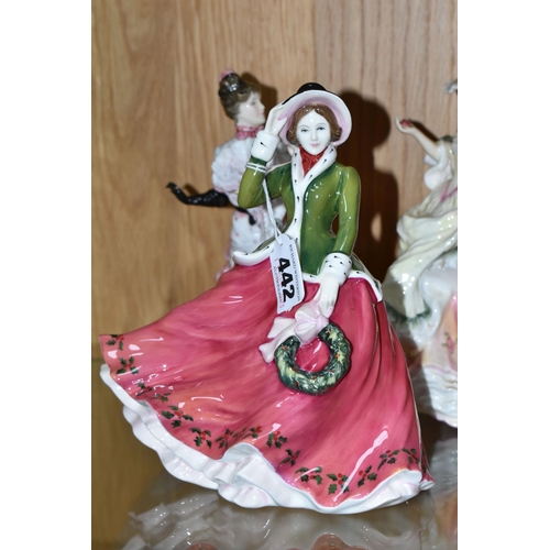 442 - THREE ROYAL DOULTON FIGURINES, comprising Prestige: Festive Wishes HN4898, limited edition numbered ... 