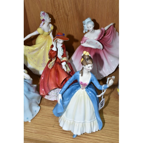 443 - FIVE ROYAL DOULTON FIGURINES, comprising Enchantment HN2178, Leading Lady HN2269 (hairline from ches... 