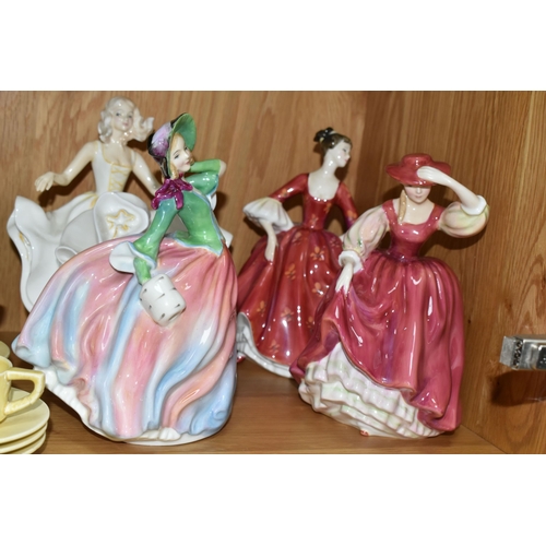 445 - FIVE ROYAL DOULTON FIGURINES, comprising Autumn Breezes HN1911, Julia HN2705, Buttercup HN2399, Swee... 