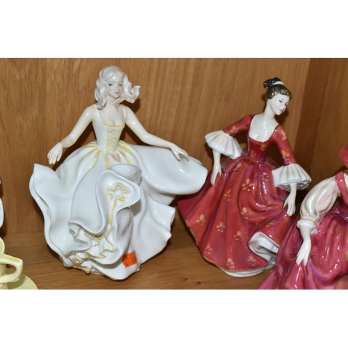 445 - FIVE ROYAL DOULTON FIGURINES, comprising Autumn Breezes HN1911, Julia HN2705, Buttercup HN2399, Swee... 