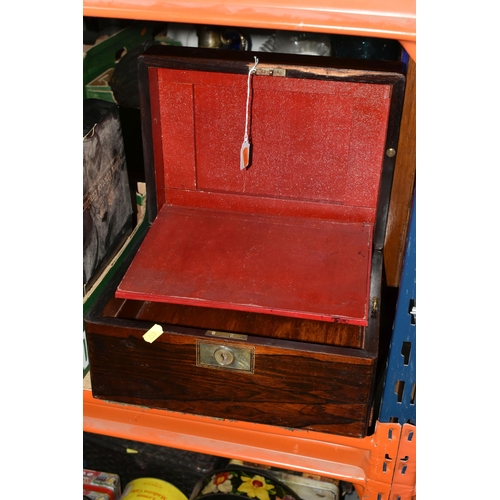 457 - ONE BOX OF METALWARE, WRITING BOX AND CANTEEN OF CUTLERY, to include a boxed Arthur Price rose bowl,... 