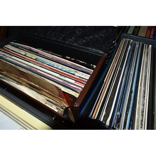 468 - SIX CASES OF L.P RECORDS, over one hundred and eighty records, artists include David Essex, 10cc, Ma... 