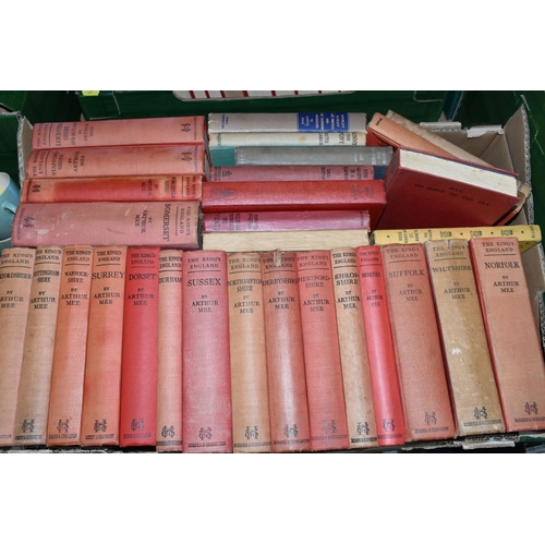 477 - FOUR BOXES OF BOOKS - MOSTLY TOPOGRAPHICAL, to include 43 volumes of 'The Kings England' by Arthur M... 