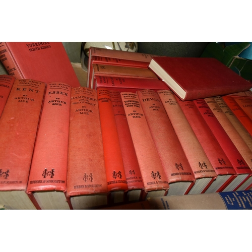 477 - FOUR BOXES OF BOOKS - MOSTLY TOPOGRAPHICAL, to include 43 volumes of 'The Kings England' by Arthur M... 