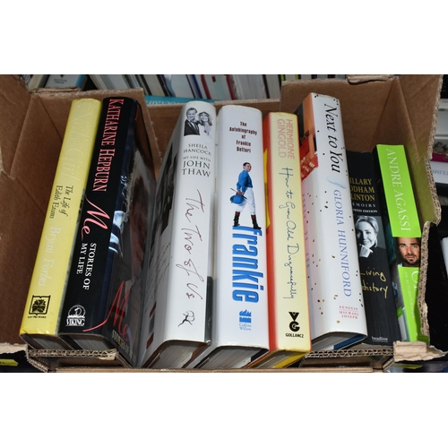 478 - FIVE BOXES OF BOOKS - MOSTLY HARDBACK, the majority of books are biographies and autobiographies - J... 