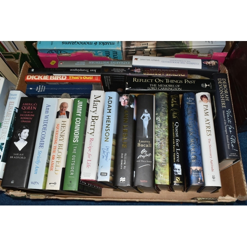 478 - FIVE BOXES OF BOOKS - MOSTLY HARDBACK, the majority of books are biographies and autobiographies - J... 