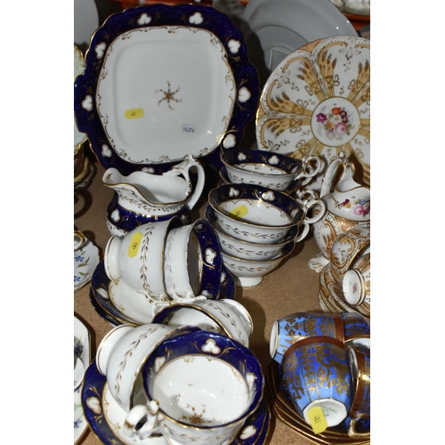 483 - A VICTORIAN HAND PAINTED AND TRANSFER PRINTED PART TEA SET, registration mark for 1847, comprising e... 