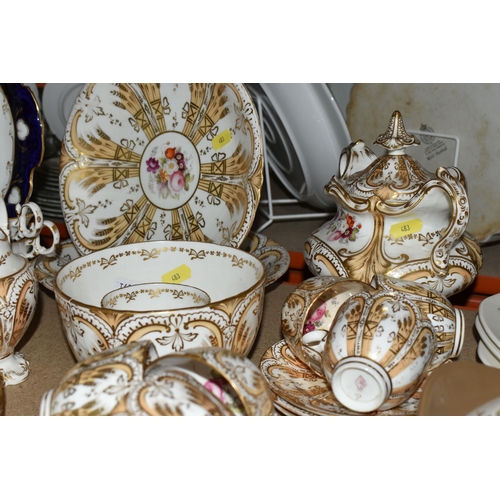 483 - A VICTORIAN HAND PAINTED AND TRANSFER PRINTED PART TEA SET, registration mark for 1847, comprising e... 