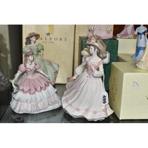 499 - A GROUP OF TEN  MATTE GLAZED COALPORT LADIES, comprising a boxed Age Of Elegance 'Matinée Performanc... 