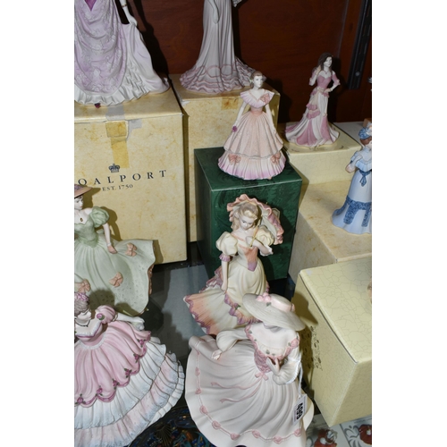 499 - A GROUP OF TEN  MATTE GLAZED COALPORT LADIES, comprising a boxed Age Of Elegance 'Matinée Performanc... 