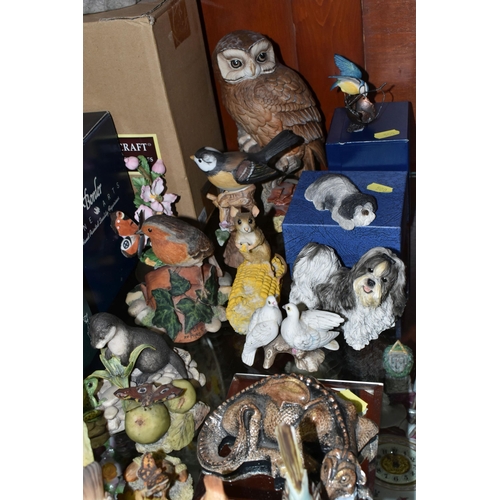 500 - A COLLECTION OF BOXED 'COUNTRY ARTISTS' AND BORDER FINE ARTS BIRD AND ANIMAL FIGURINES, TOGETHER WIT... 