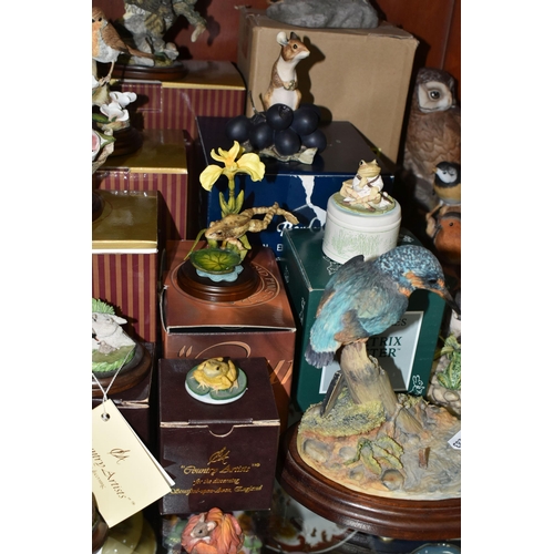 500 - A COLLECTION OF BOXED 'COUNTRY ARTISTS' AND BORDER FINE ARTS BIRD AND ANIMAL FIGURINES, TOGETHER WIT... 