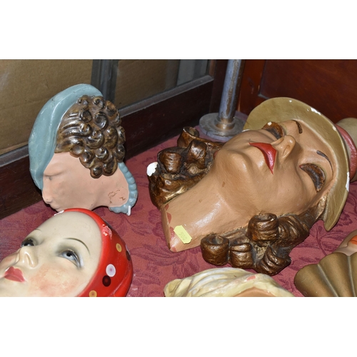 508 - FIVE CHALKWARE FEMALE WALL PLAQUES, comprising a 1930's style  Italian plaque signed G.Leonardi 287 ... 