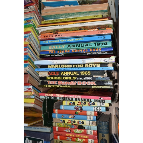 531 - SEVEN BOXES OF BOOKS, COMICS AND MAGAZINES, to include approximately one hundred and fifty books, in... 