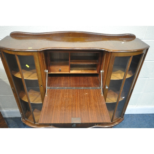 1196 - AN OAK SIDE BY SIDE BUREAU BOOKCASE, width 120cm x depth 32cm x height 115cm, with two key, and an o... 