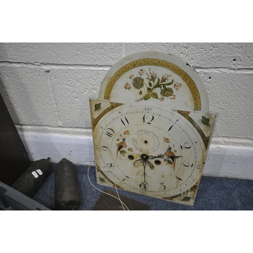 1197 - A GEORGIAN OAK AND MAHOGANY CROSSBANDED EIGHT DAY LONGCASE CLOCK, with a painted dial, height 213cm,... 