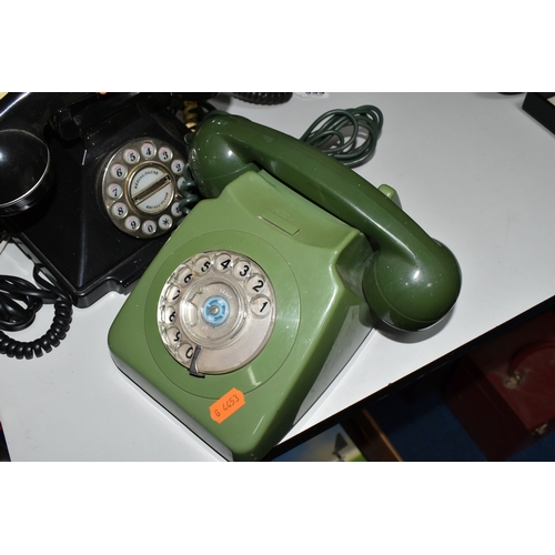 399 - SEVEN LATE TWENTIETH CENTURY TELEPHONES, in various colours and styles, to include two rotary teleph... 