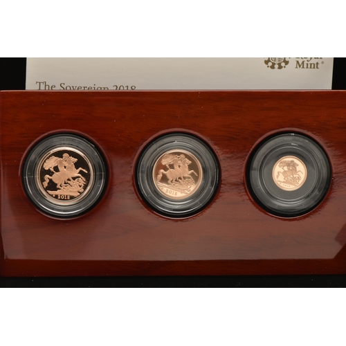 144 - ROYAL MINT UNITED KINGDOM 3 COIN PROOF SOVEREIGN COLLECTION, to include a Full Sovereign, Half Sover... 